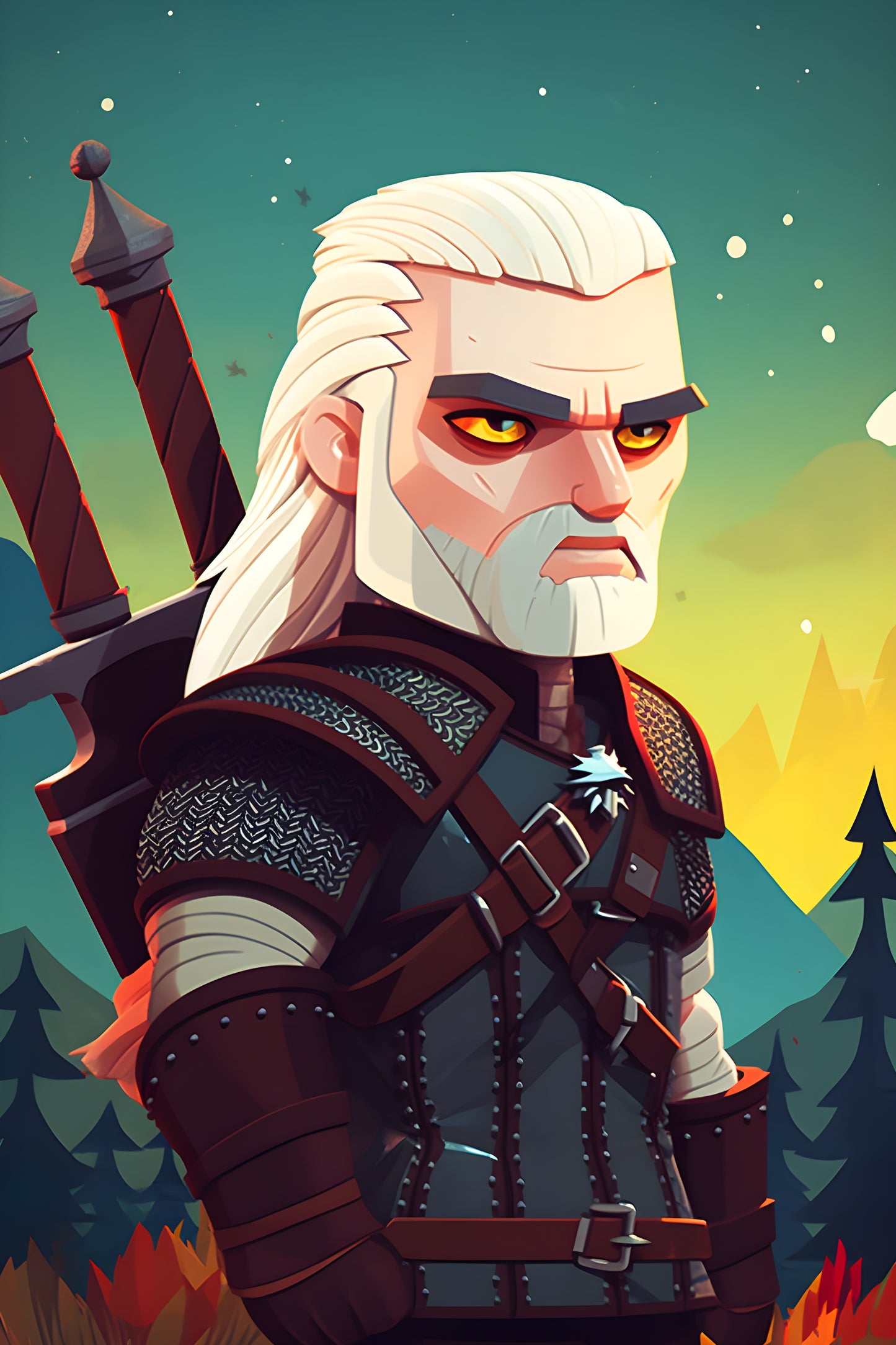 The Witcher 1 Digital Art Gaming Poster