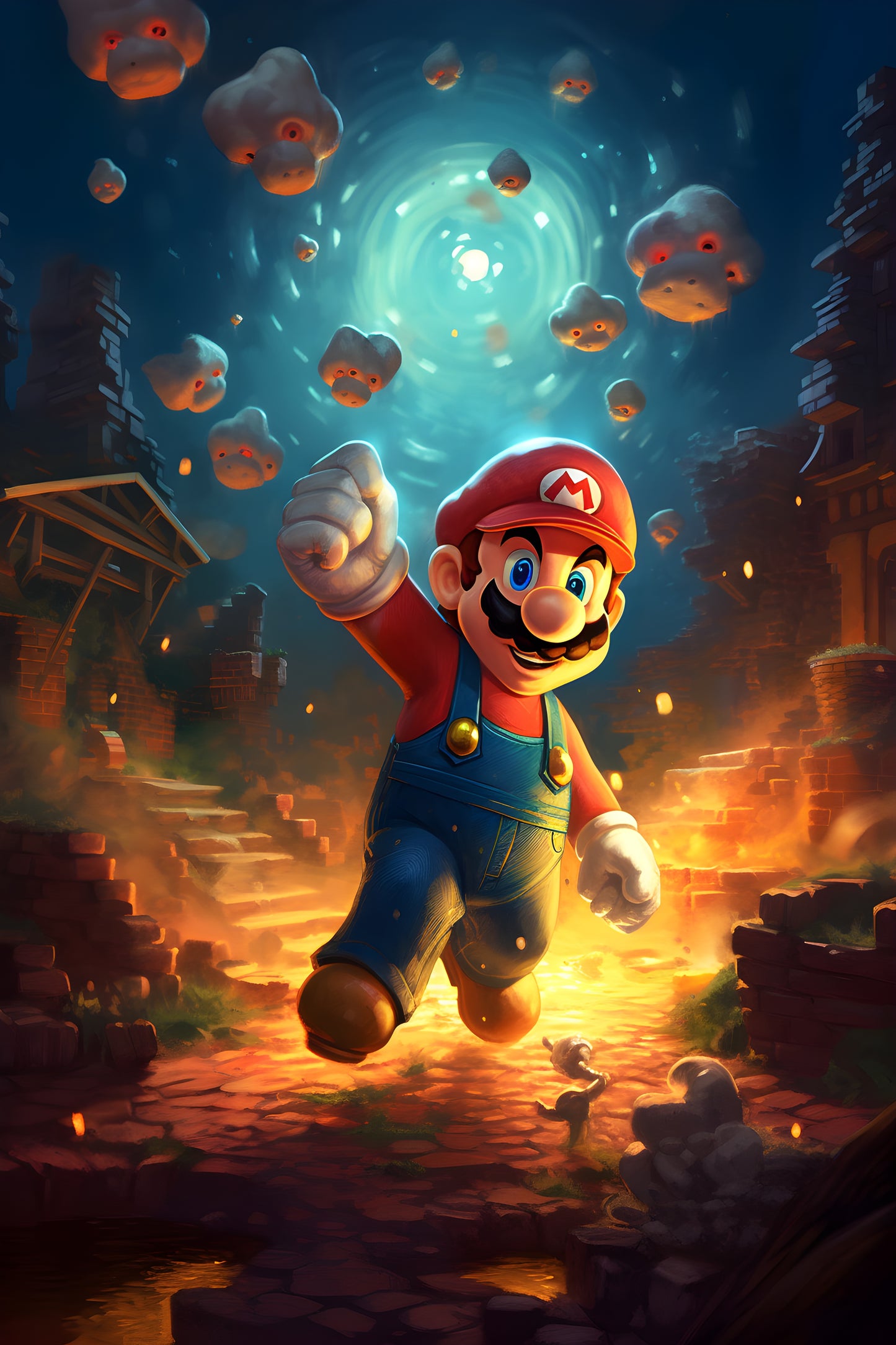 Super Mario 5 Digital Art Gaming Poster