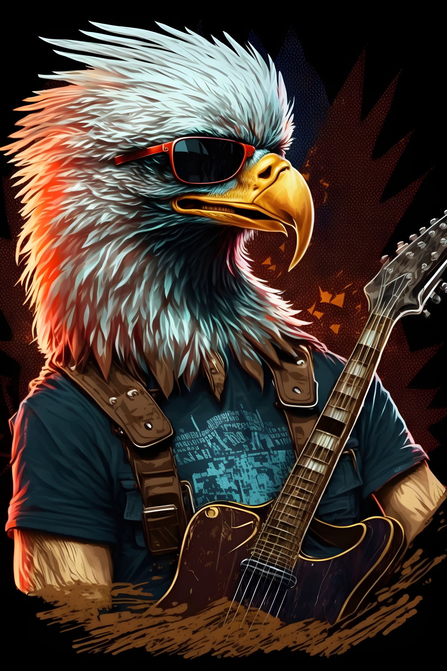 Eagle 1 Animal Rock 'n Roll Digital Art Poster