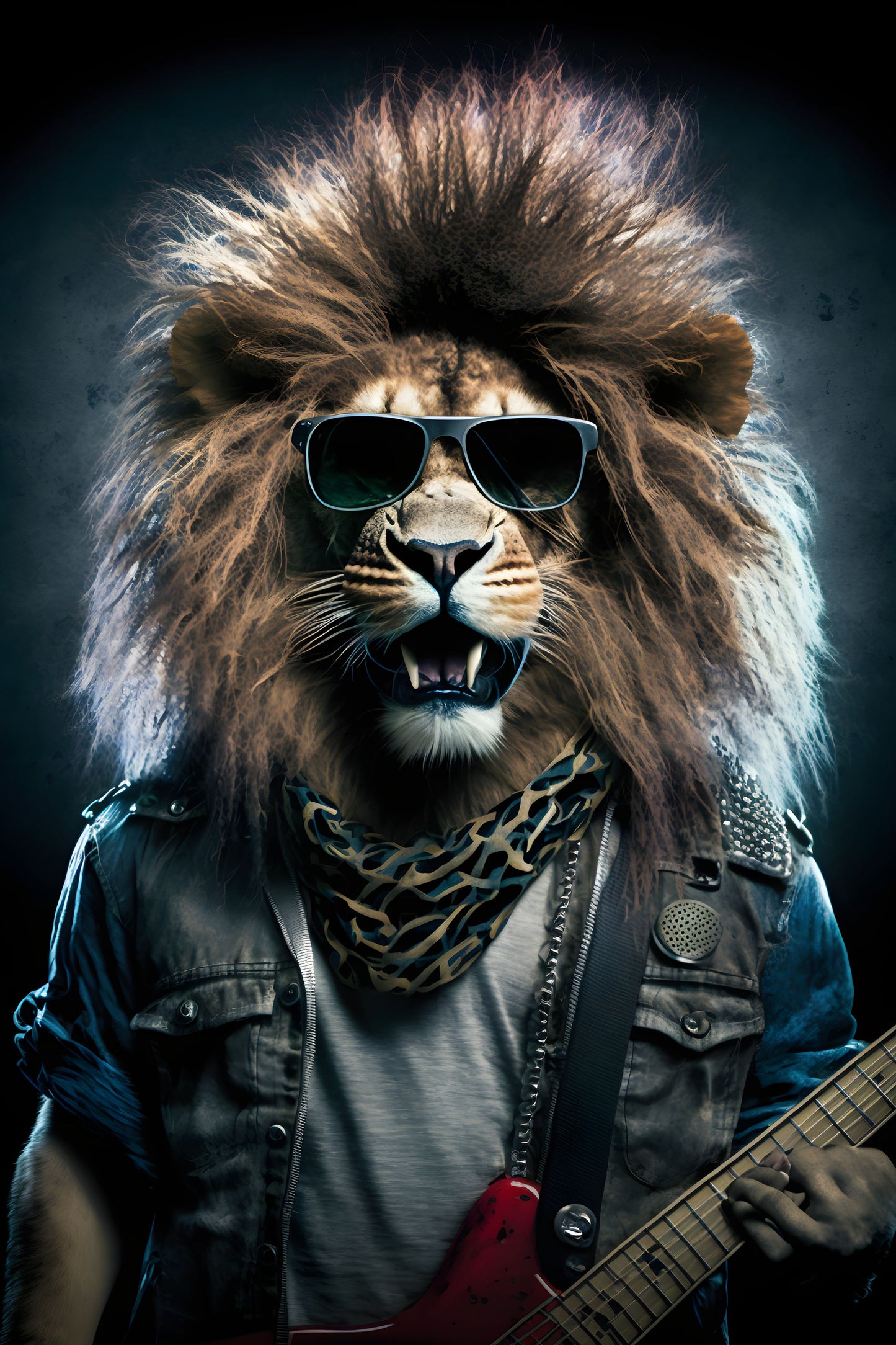 Lion 3 Animal Rock 'n Roll Digital Art Poster