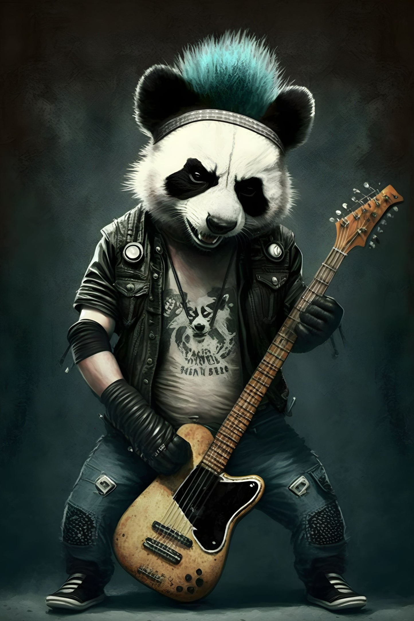 Panda 1 Animal Rock 'n Roll Digital Art Poster