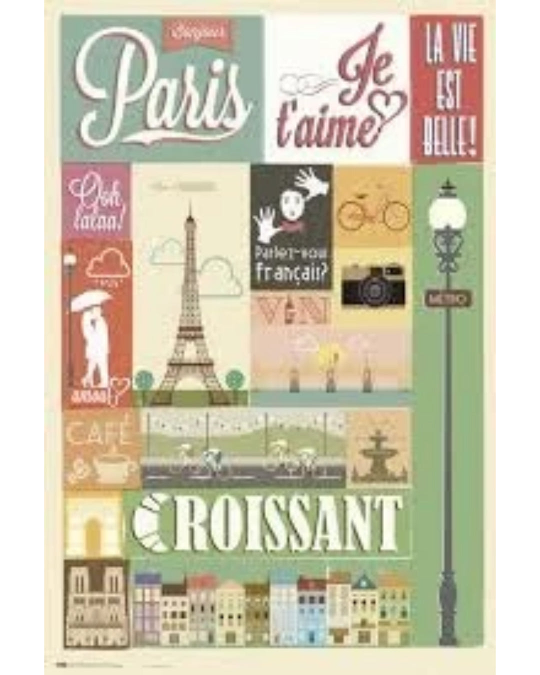 Paris Collage - Places Poster