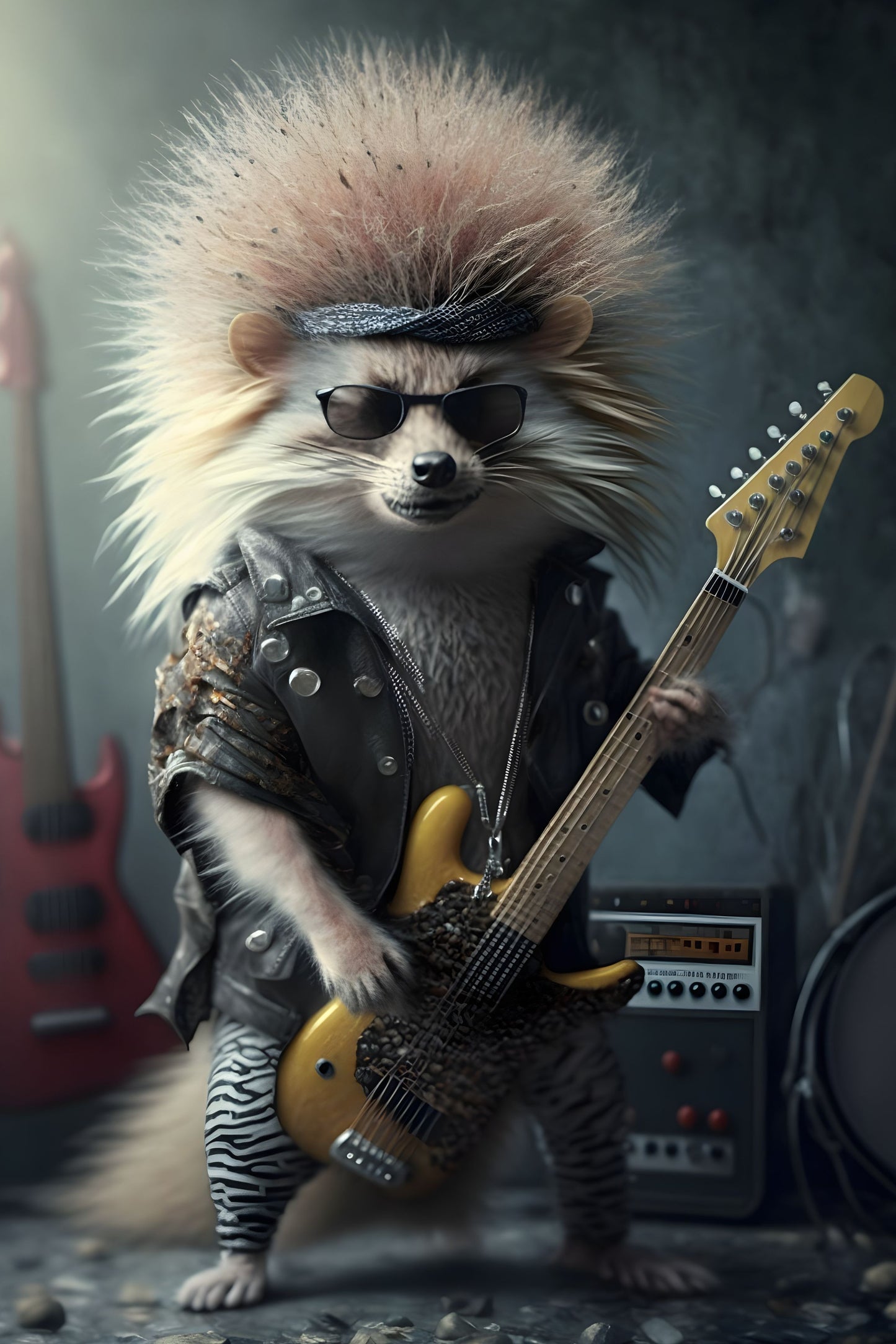 Raccoon 1 Animal Rock 'n Roll Digital Art Poster