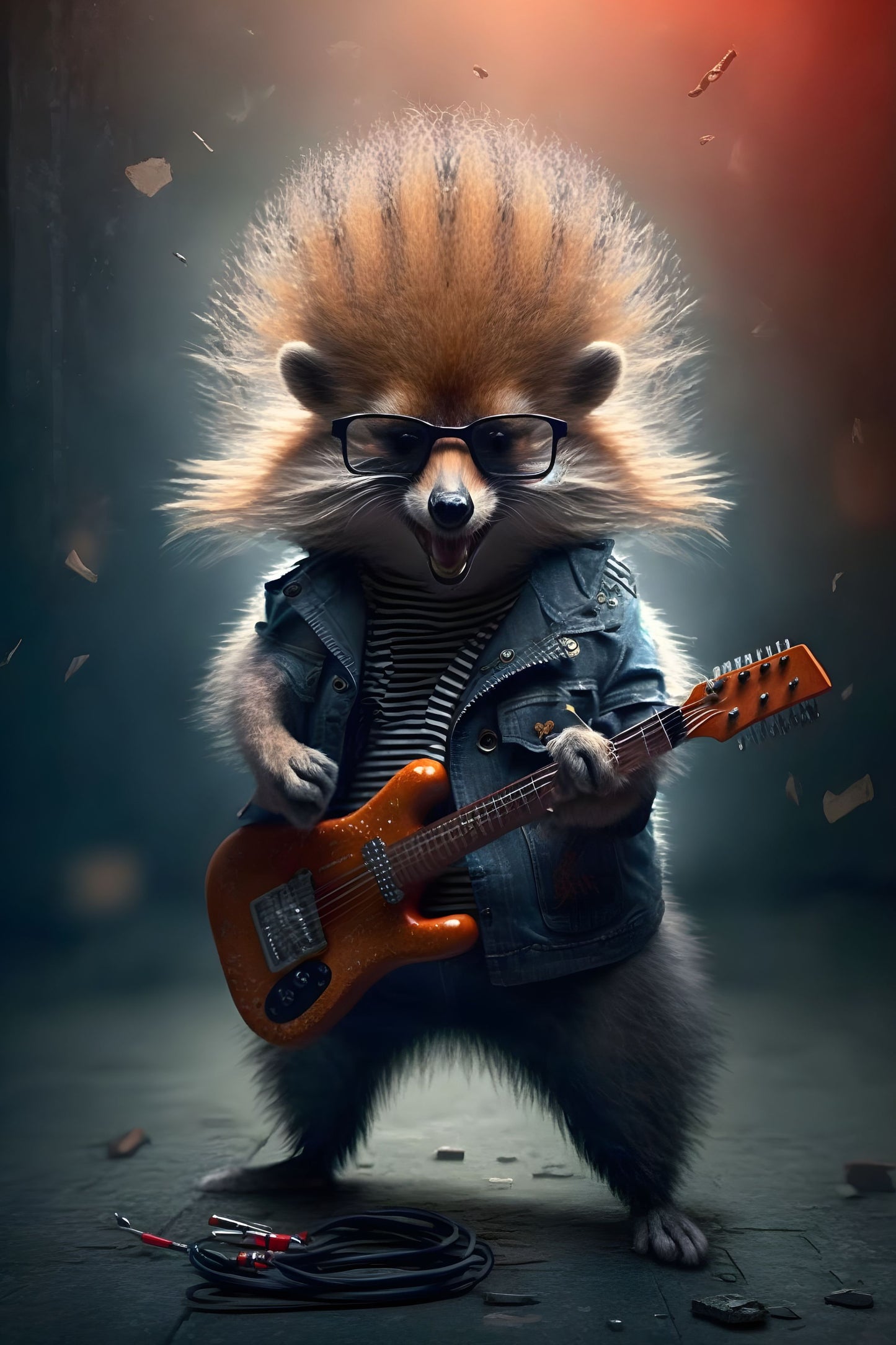 Raccoon 2 Animal Rock 'n Roll Digital Art Poster