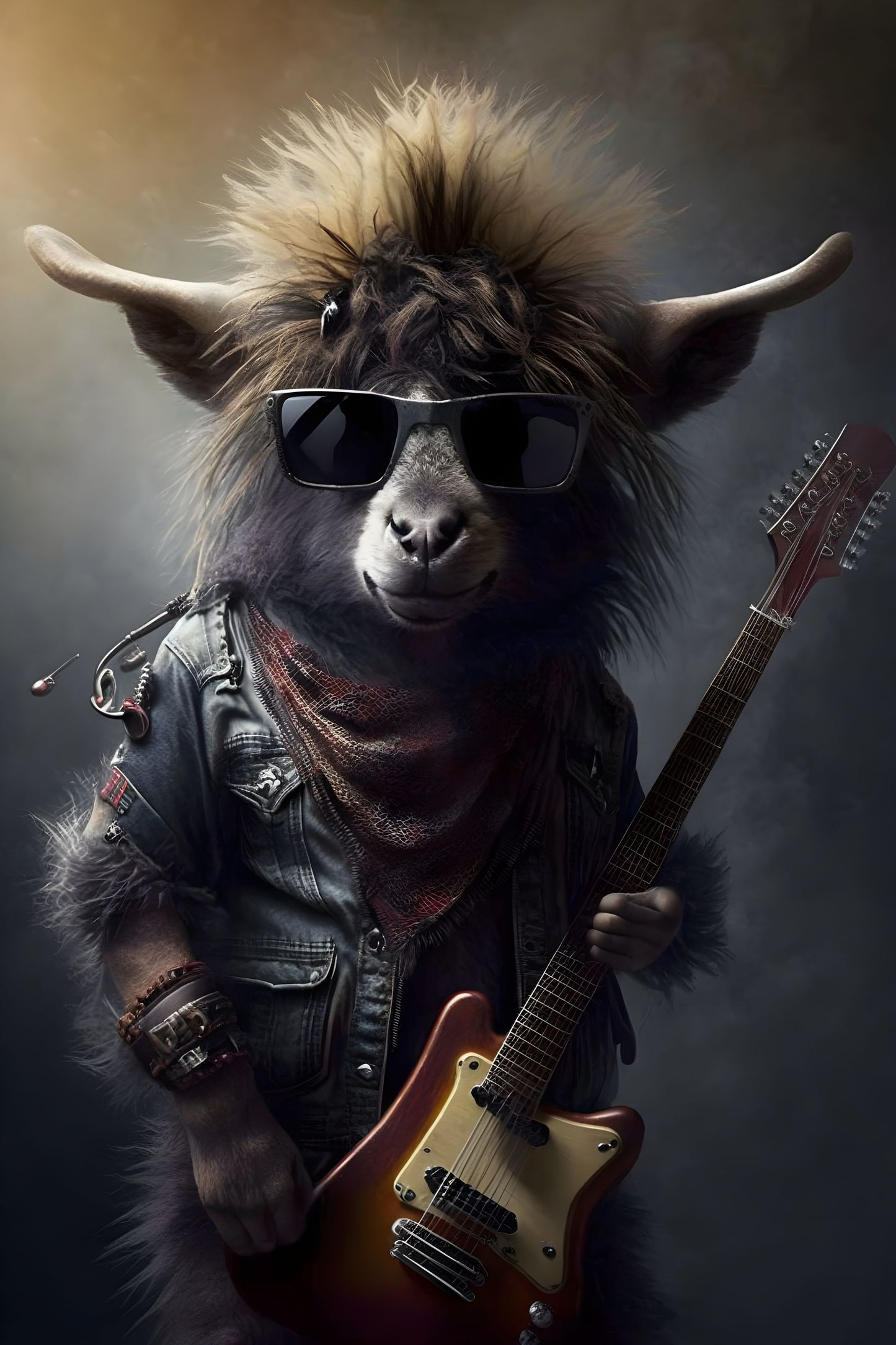 Sheep 1 Animal Rock 'n Roll Digital Art Poster