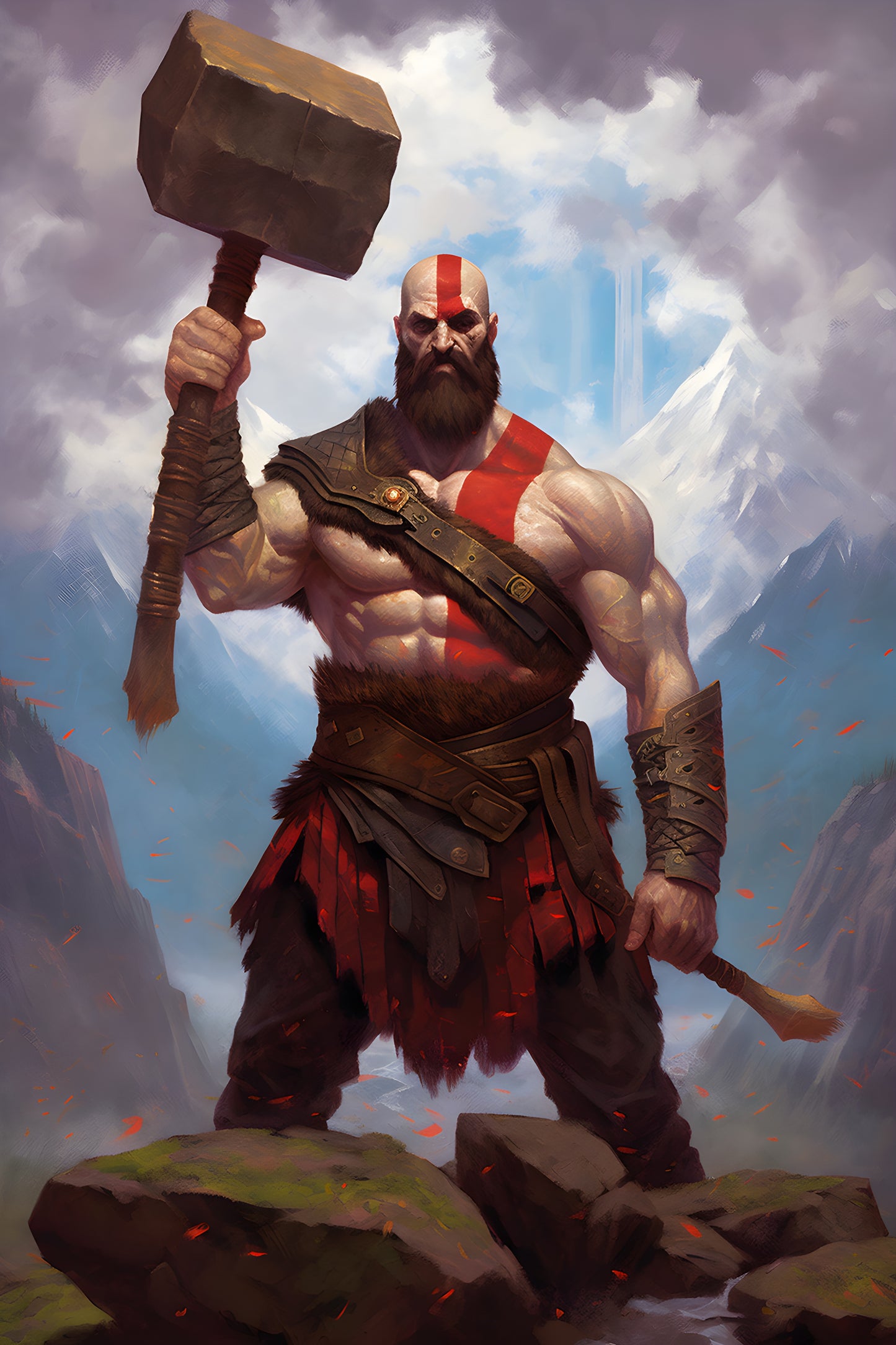 God of War 2 Digital Art Gaming Poster