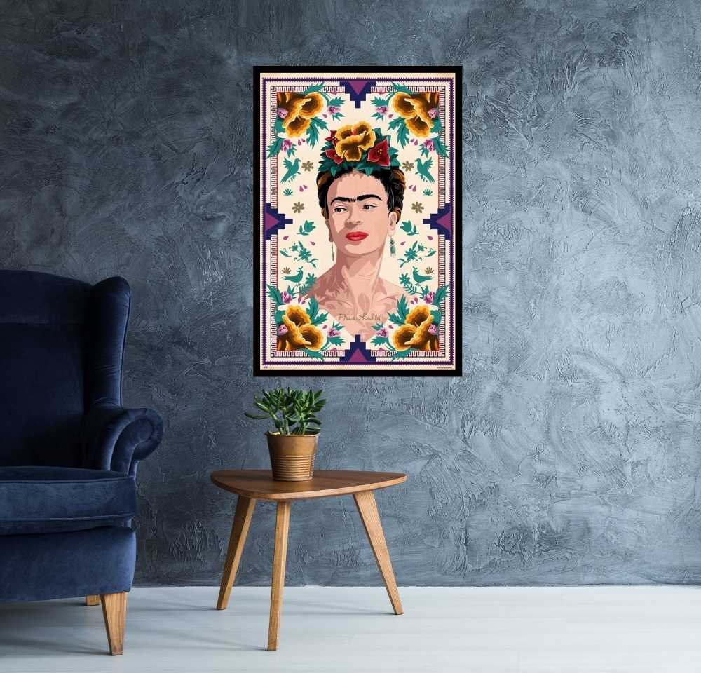 Frida Kahlo - Flowery Portrait Art Poster 