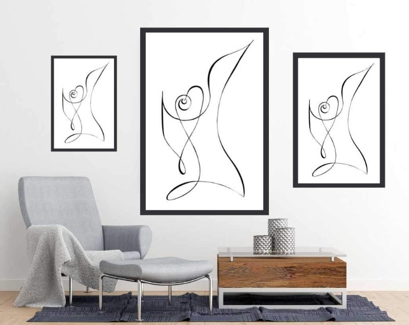 Heart line art poster - egoamo.co.za - poster sizes and room mockup