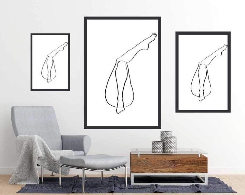 Legs line art - poster sizes and room mock up - egoamo posters