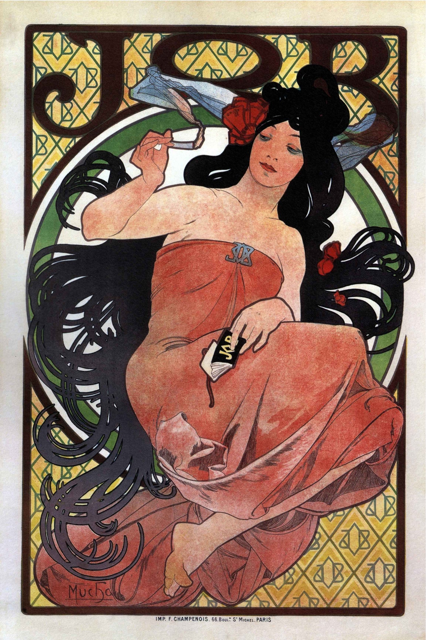 "JOB” cigarette paper by Alphonse Mucha - Art Nouveau Poster - egoamo.co.za