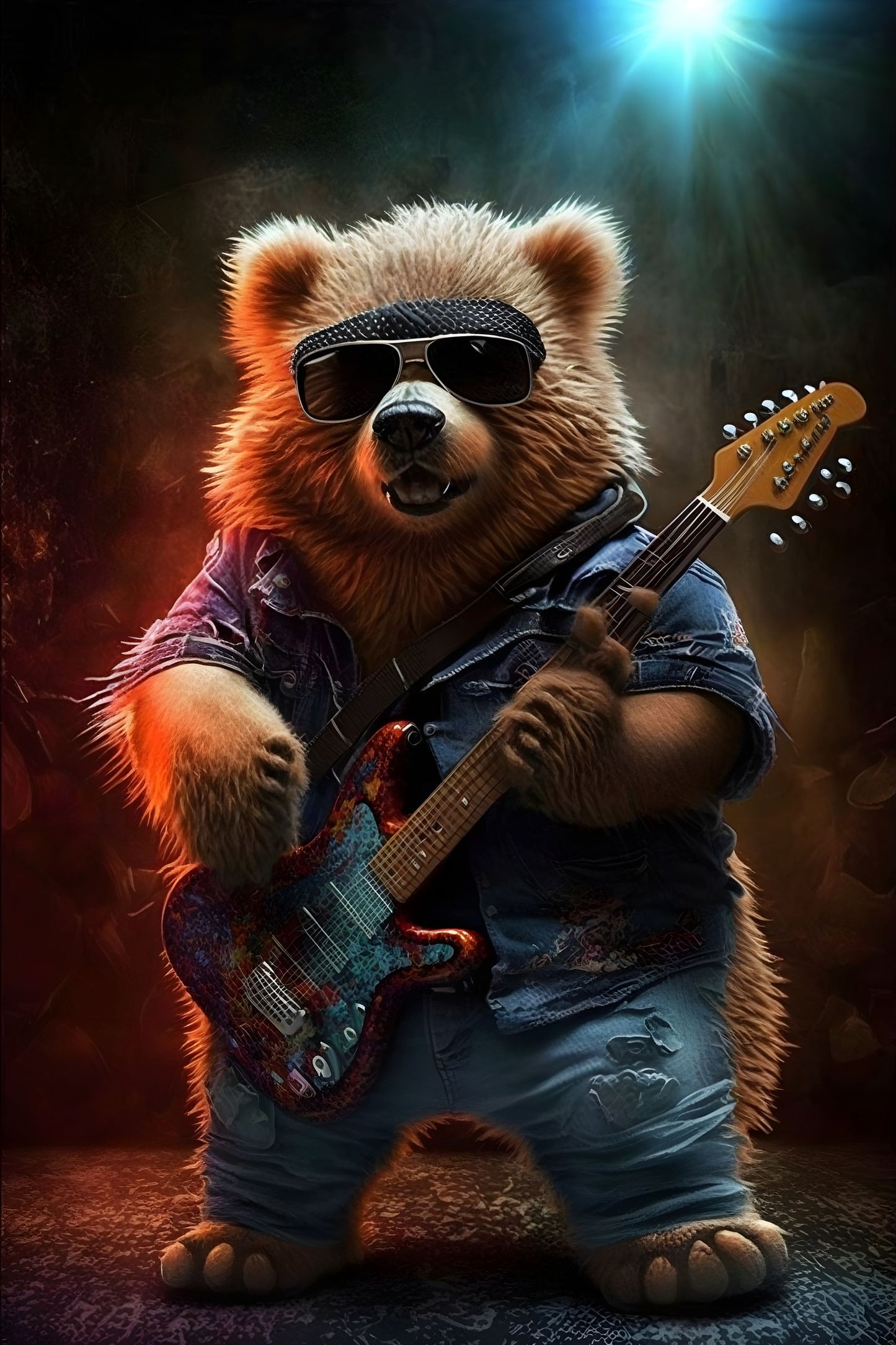 Bear 1 Animal Rock 'n Roll Digital Art Poster