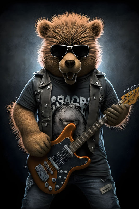 Bear 2 Animal Rock 'n Roll Digital Art Poster