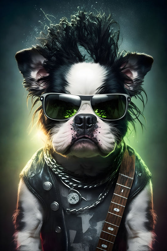 Dog 1 Animal Rock 'n Roll Digital Art Poster