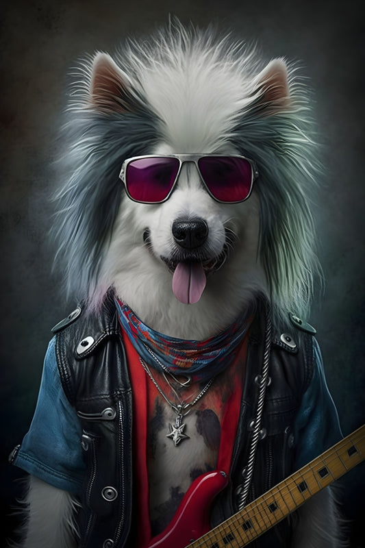 Dog 3 Animal Rock 'n Roll Digital Art Poster