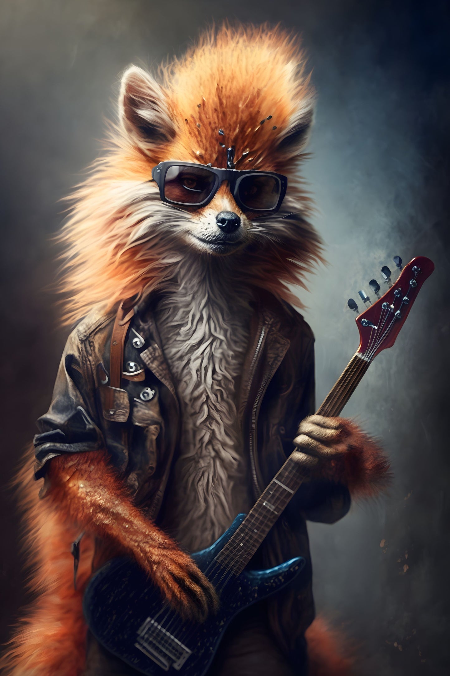 Fox 1 Animal Rock 'n Roll Digital Art Poster
