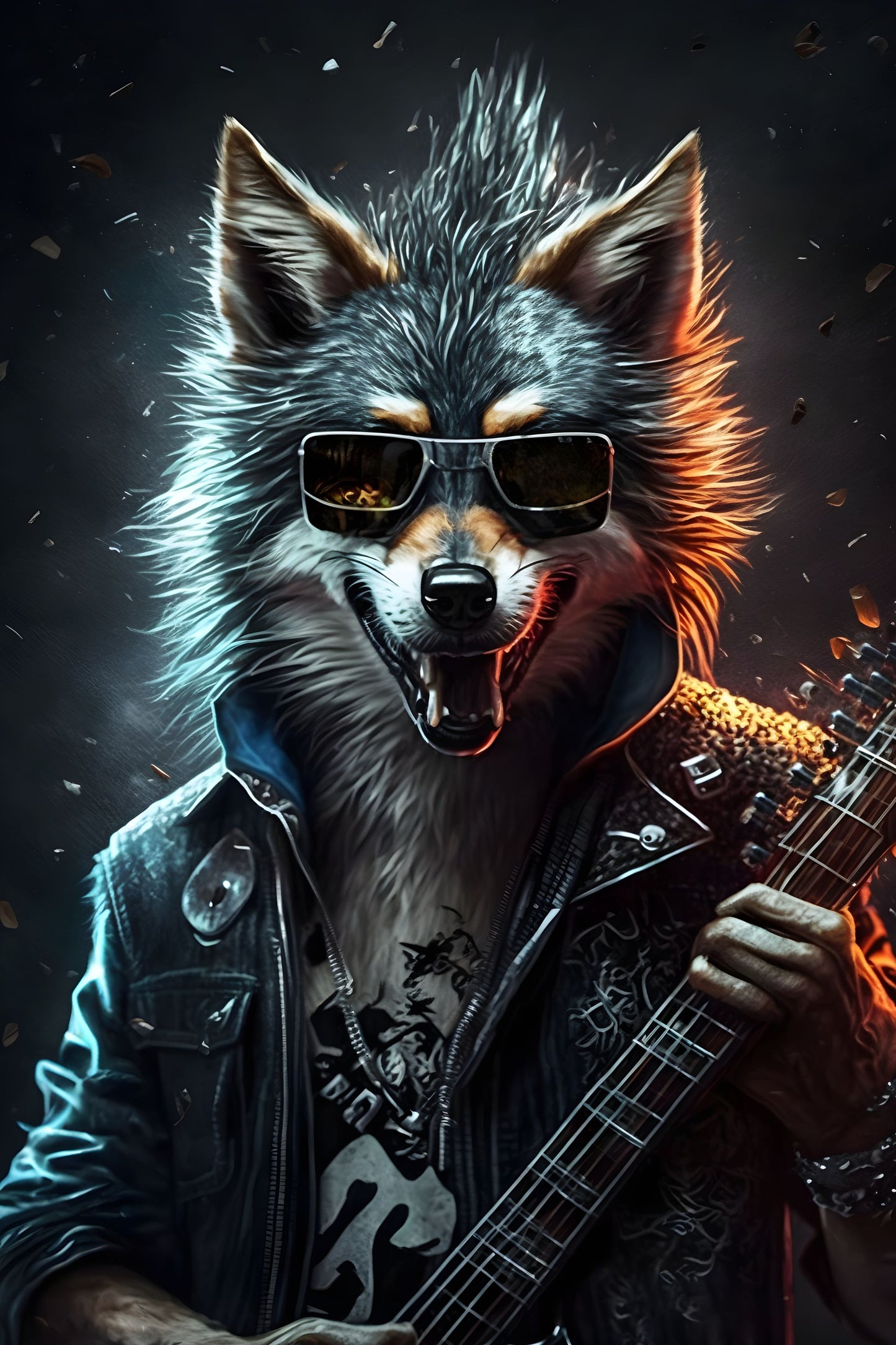 Fox 2 Animal Rock 'n Roll Digital Art Poster