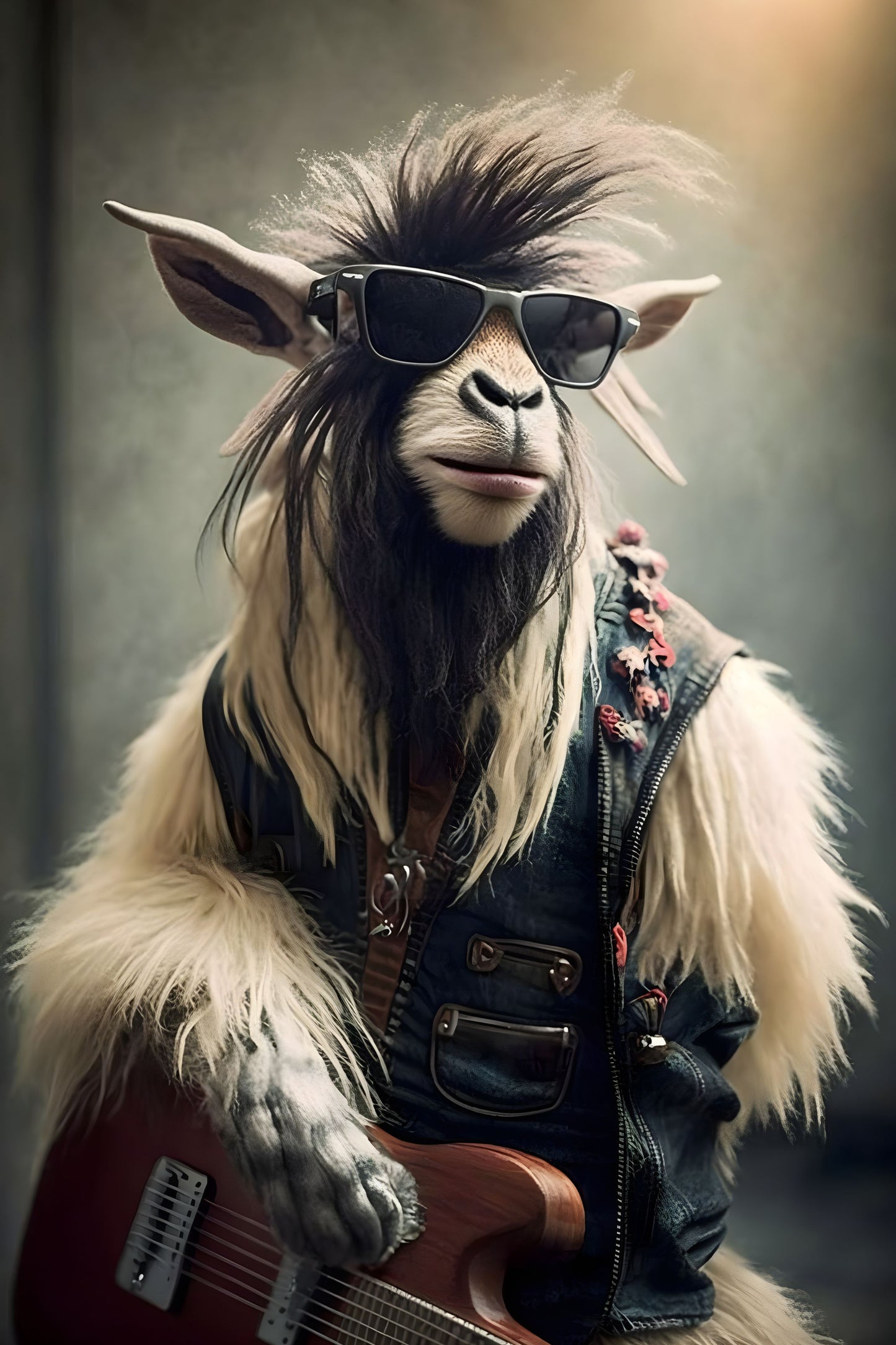 Lama 2 Animal Rock 'n Roll Digital Art Poster