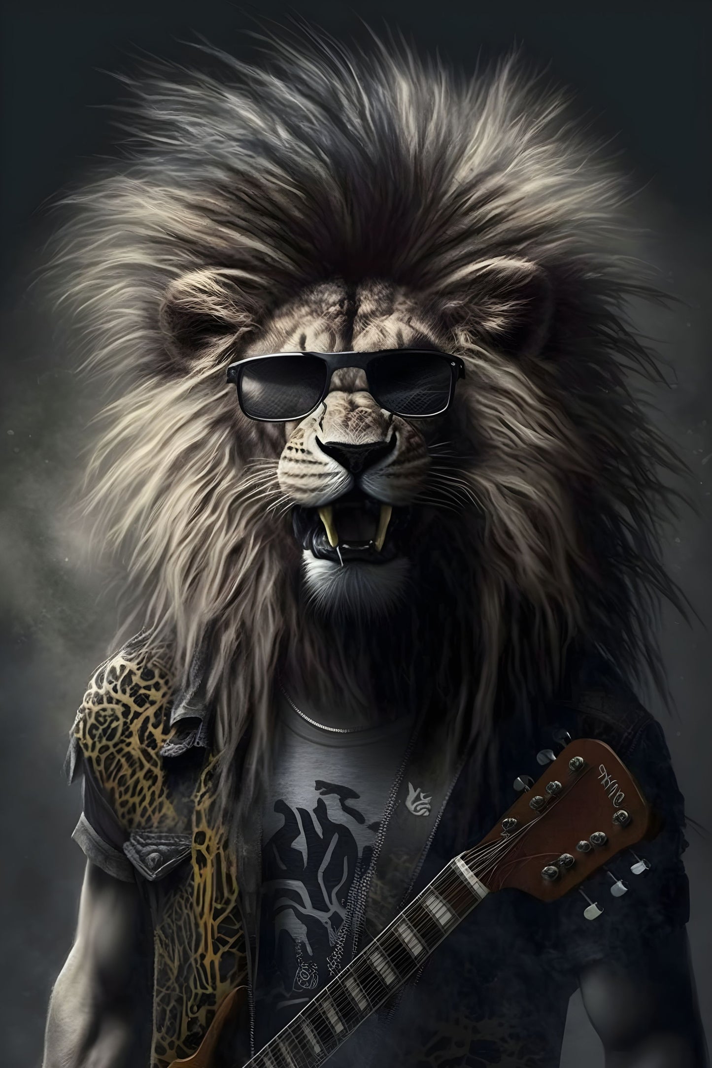 Lion 1 Animal Rock 'n Roll Digital Art Poster