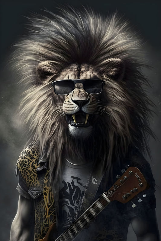 Lion 1 Animal Rock 'n Roll Digital Art Poster
