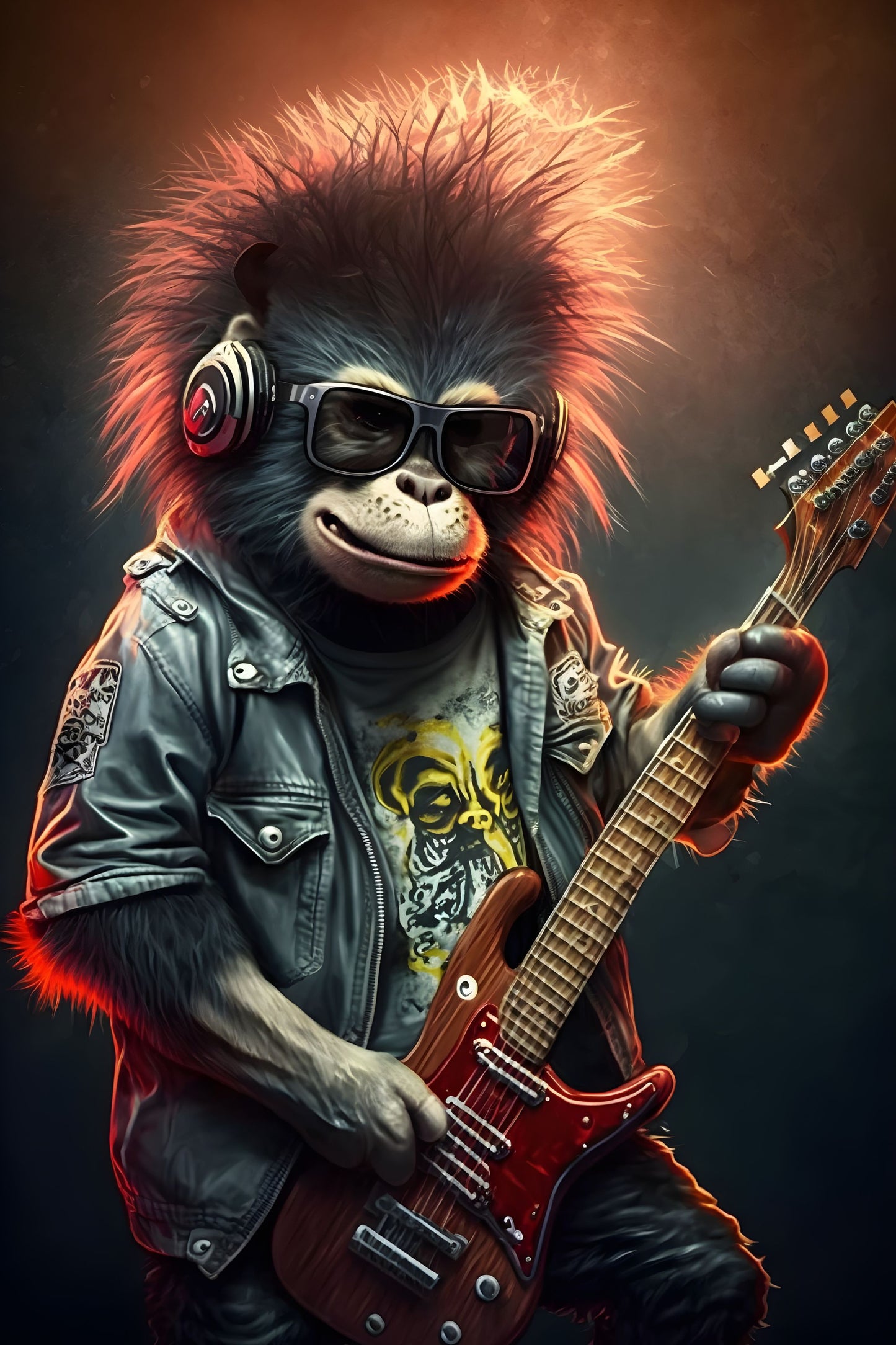 Monkey 1 Animal Rock 'n Roll Digital Art Poster