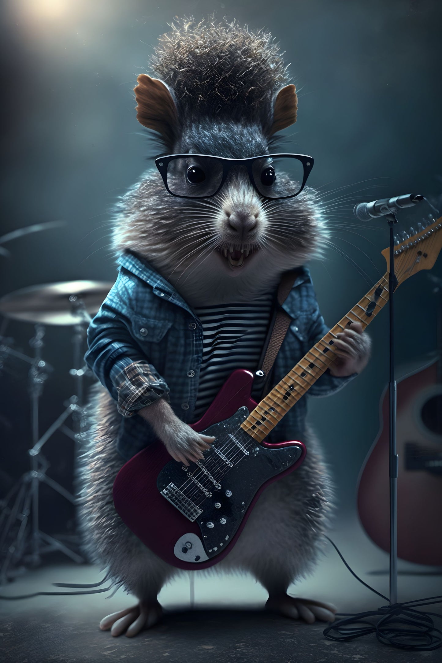 Mouse 1 Animal Rock 'n Roll Digital Art Poster