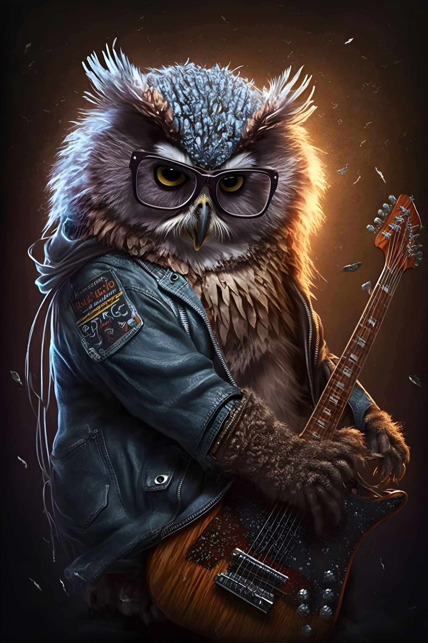 Owl 1 Animal Rock 'n Roll Digital Art Poster