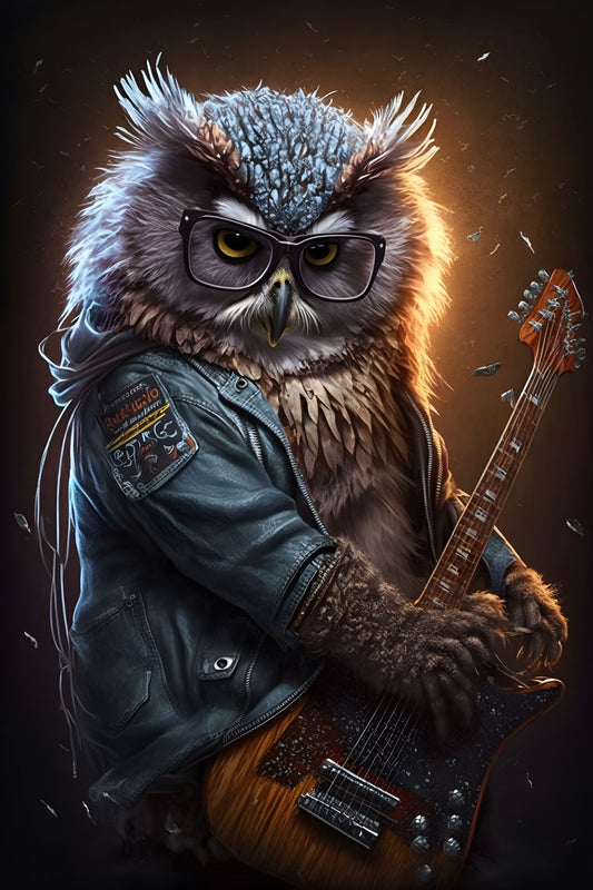Owl 1 Animal Rock 'n Roll Digital Art Poster