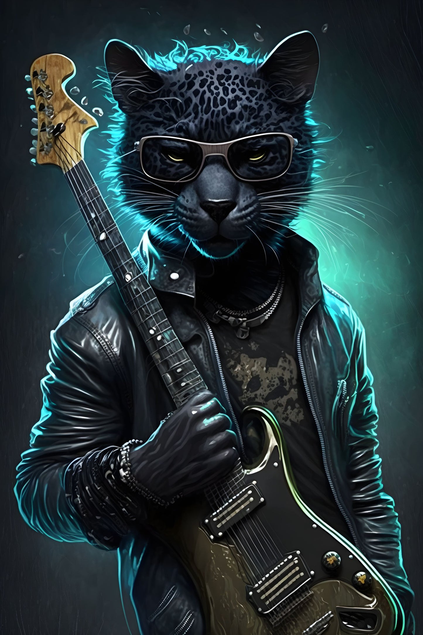 Panther 1 Animal Rock 'n Roll Digital Art Poster