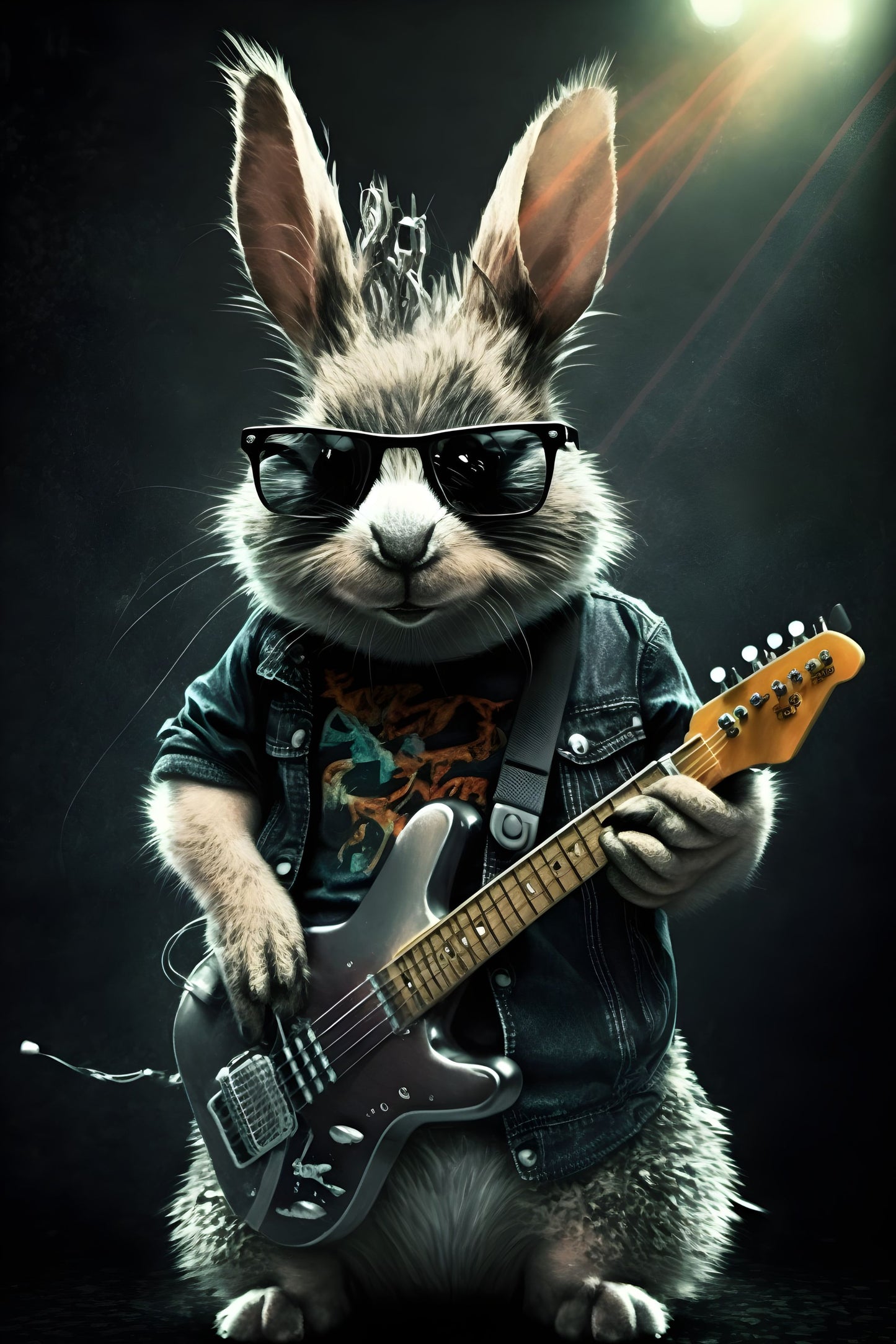Rabbit 1 Animal Rock 'n Roll Digital Art Poster
