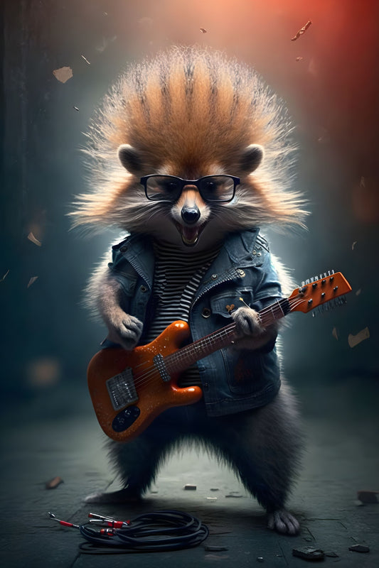 Raccoon 2 Animal Rock 'n Roll Digital Art Poster