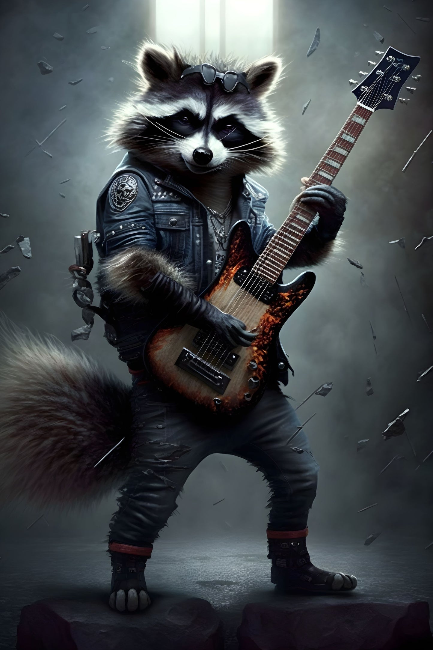 Raccoon 3 Animal Rock 'n Roll Digital Art Poster