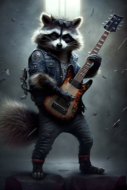 Raccoon 3 Animal Rock 'n Roll Digital Art Poster