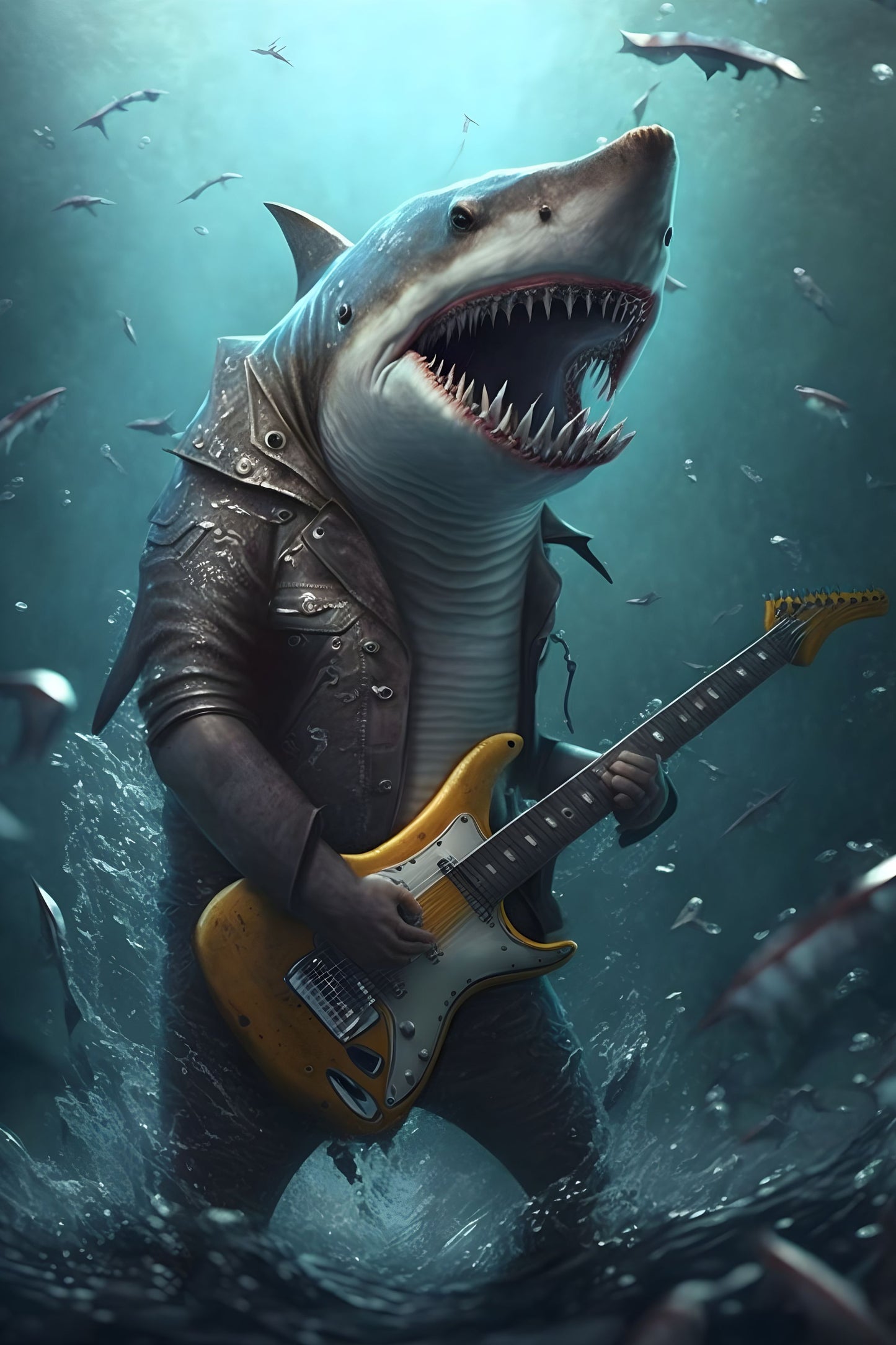 Shark 1 Animal Rock 'n Roll Digital Art Poster