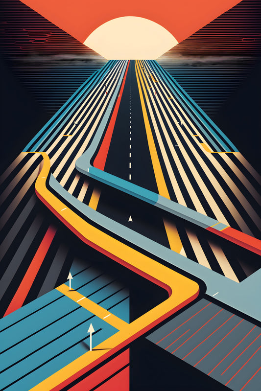 Sunset Highway - Abstract Art Poster - egoamo.co.za