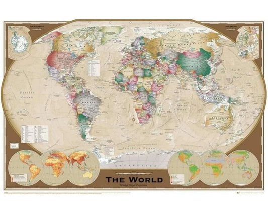 World Map - Triple Projection Maxi Poster