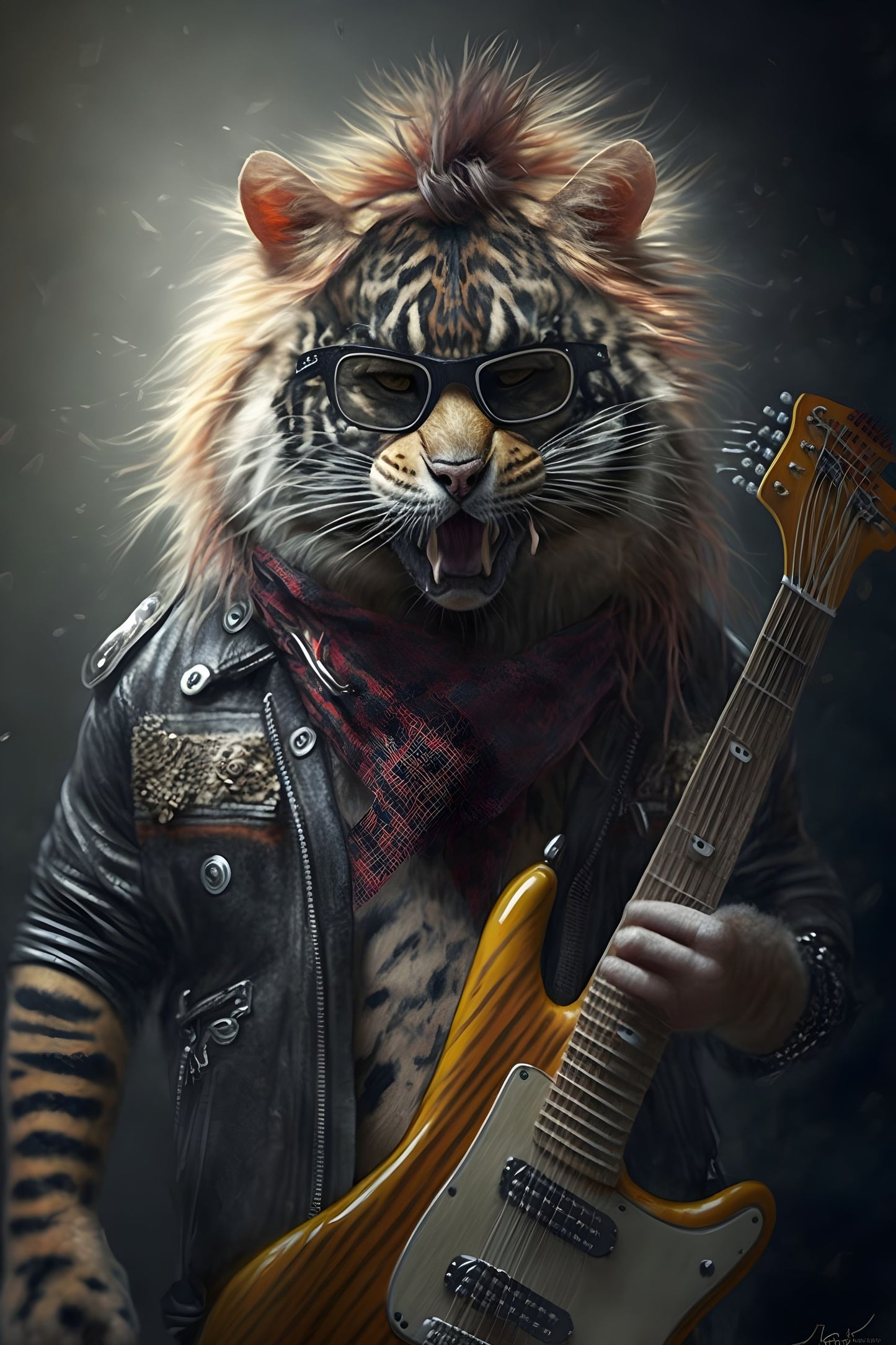 Tiger 1 Animal Rock 'n Roll Digital Art Poster
