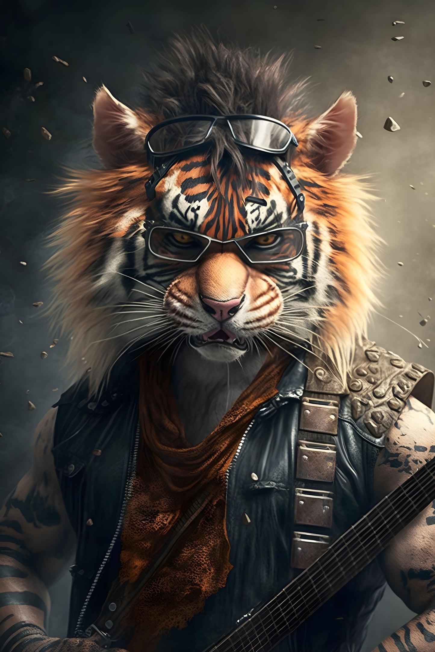 Tiger 2 Animal Rock 'n Roll Digital Art Poster
