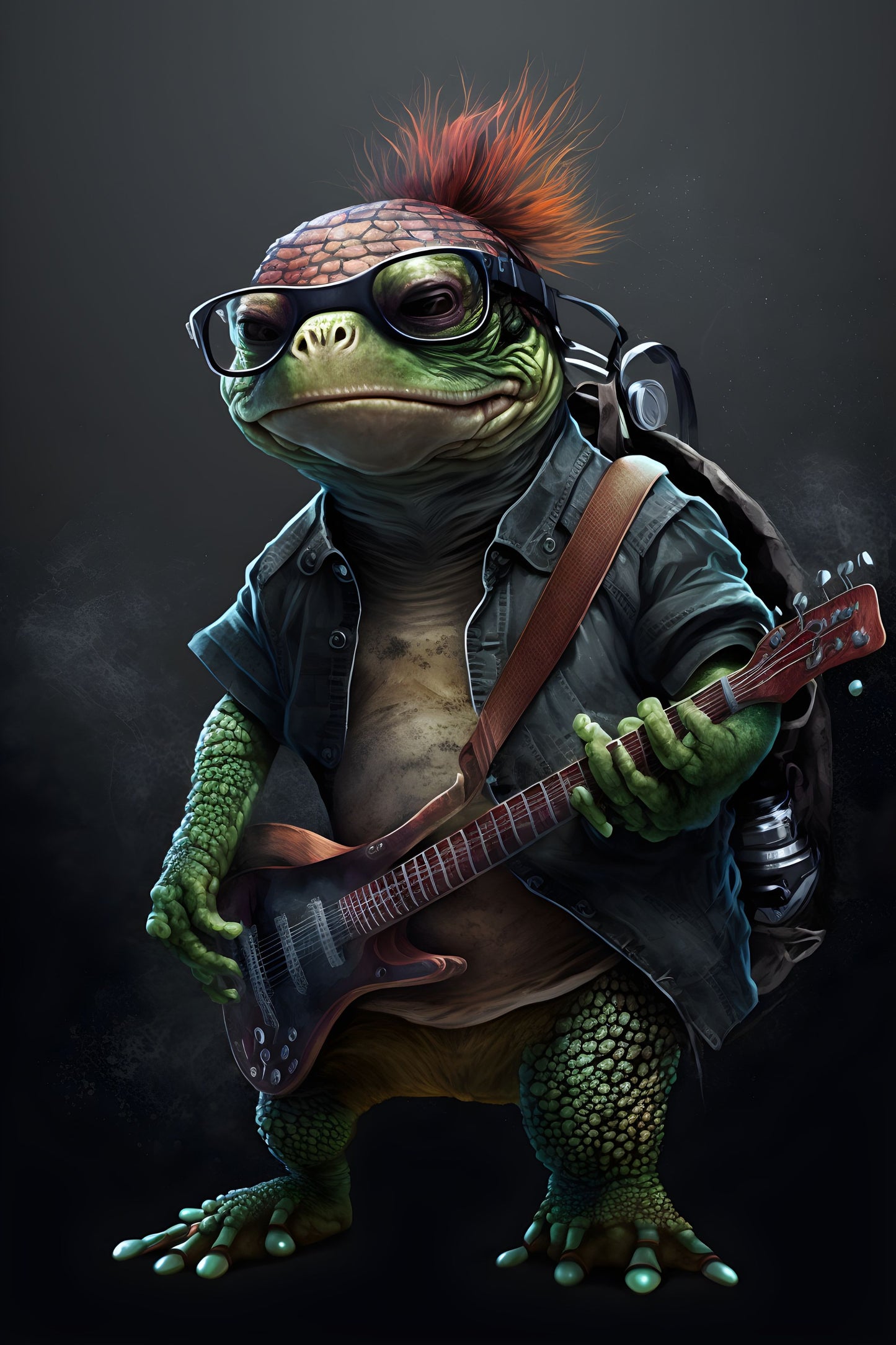 Tortoise 1 Animal Rock 'n Roll Digital Art Poster