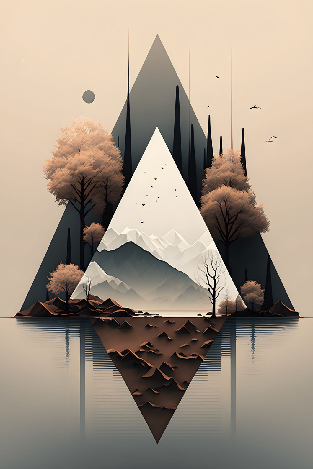 Triangle Mountain Valley - Abstract Art Poster - egoamo.co.za