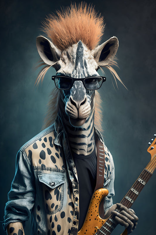 Zebre 1 Animal Rock 'n Roll Digital Art Poster