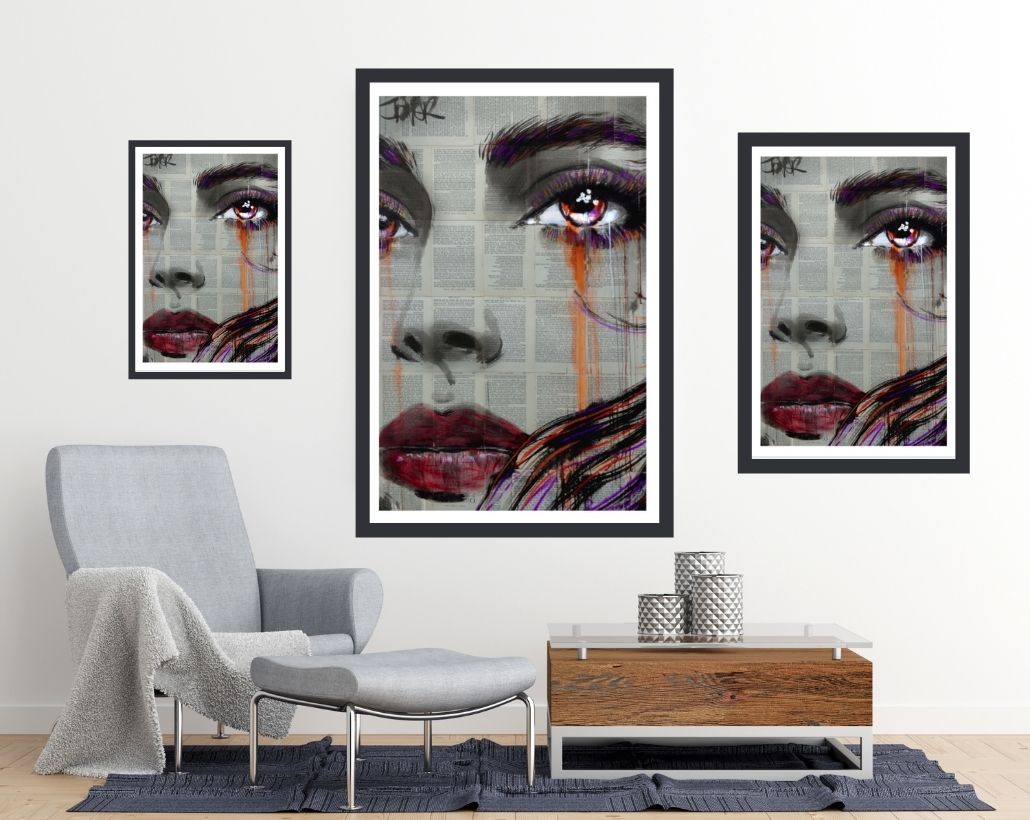 Loui Jover - As Well art print - egoamo.co.za - room mock up and size guide