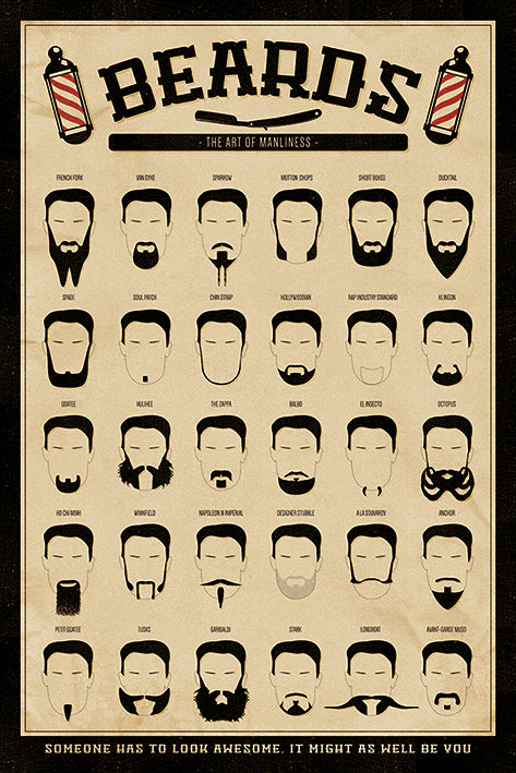 Beards - The Art of Manliness Poster - egoamo.co.za