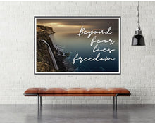 Beyond fear lies freedom motivational poster - room mockup - egoamo posters