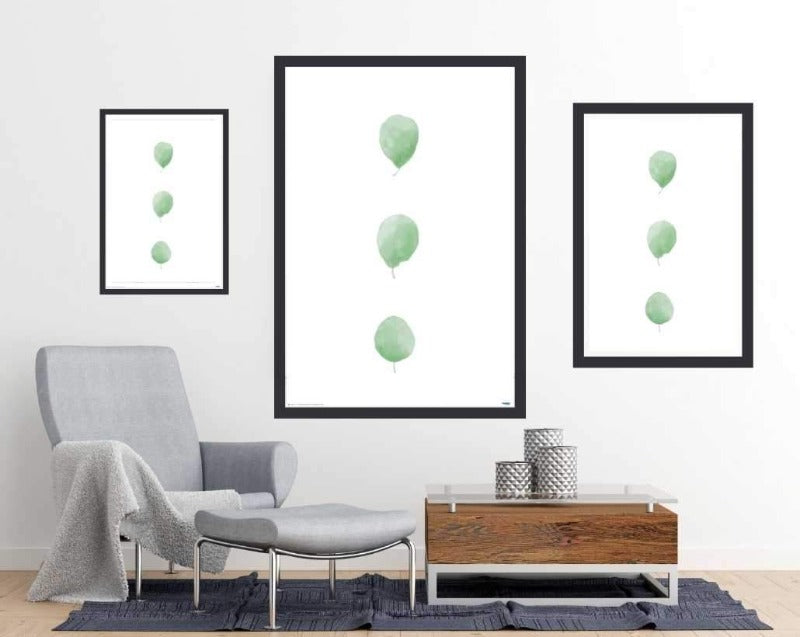 Birch leaves in a row - Water colour Art Poster - egoamo.co.za