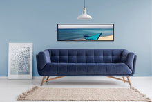 Blue Boat on the Beach poster - egoamo posters - room mock up