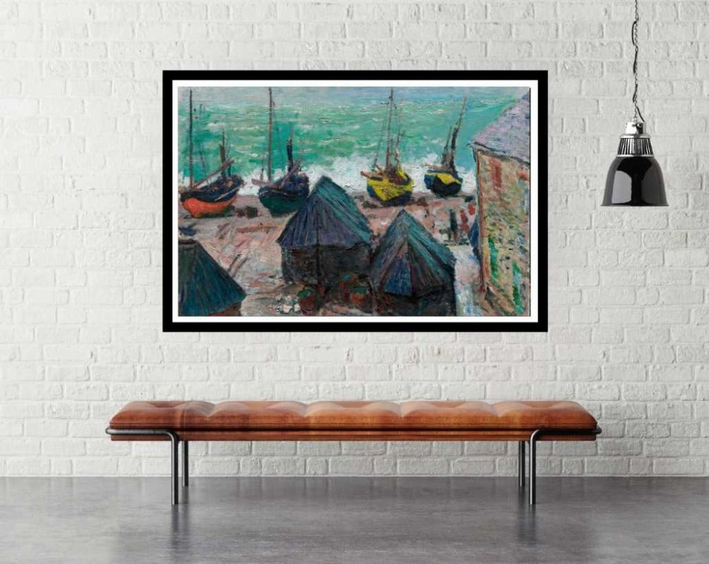 Boats on the Beach at Étretat  - room mockup - egoamo posters