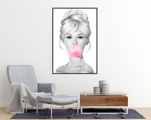 Bridget Bardot Bubblegum Poster - room mockup- egoamo posters