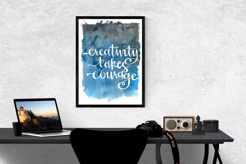 Creativity takes courage - Watercolour Poster - egoamo.co.za