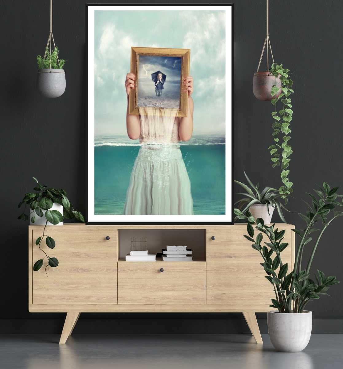 Deeper by Baden Bowen - Surrealism Art Poster - room mockup