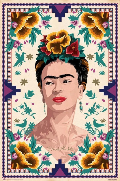 Frida Kahlo - Flowery Portrait Art Poster egoamo.co.za Posters.jpg